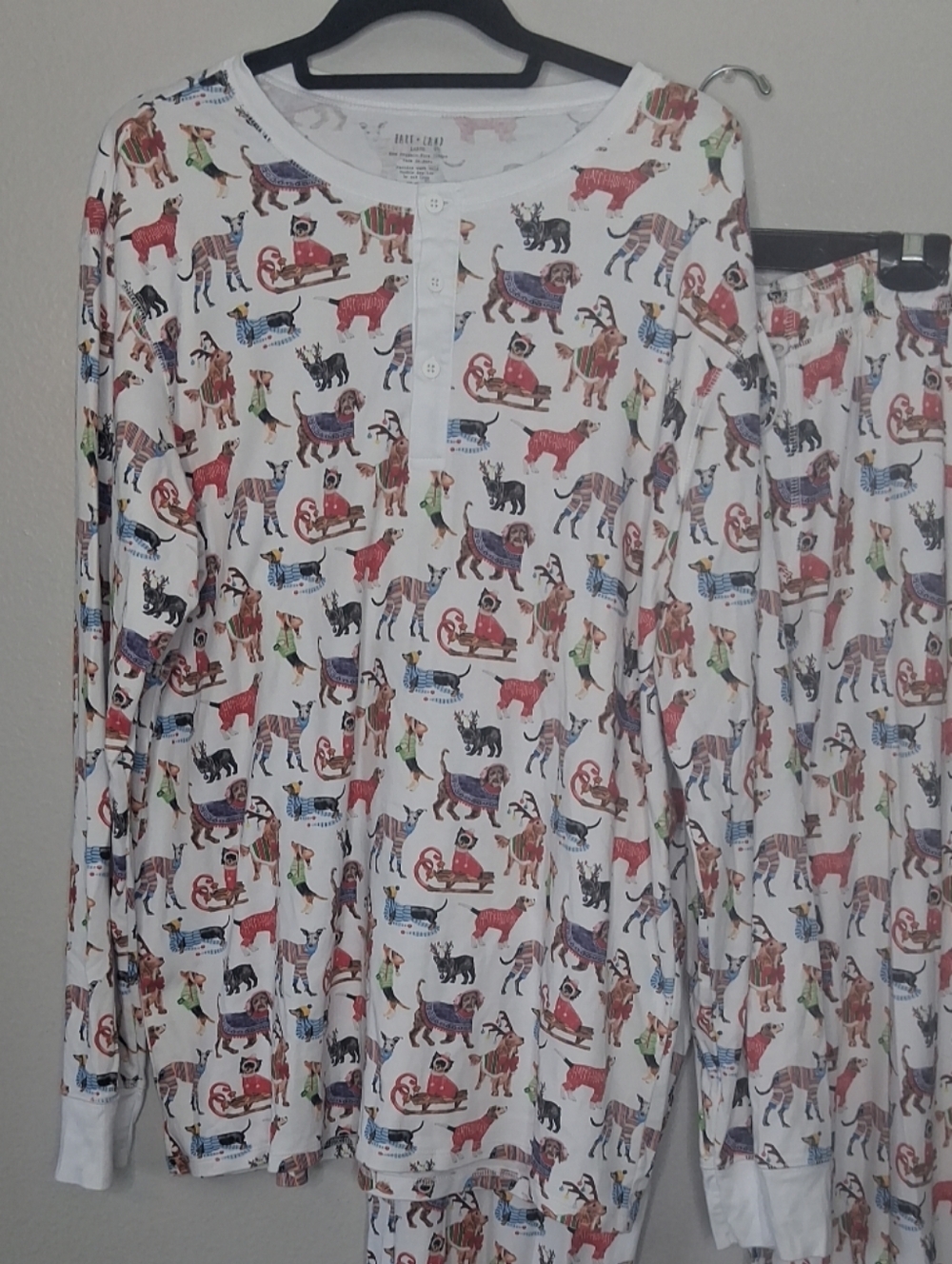 Hart + Land Christmas Pajamas Set Holiday Dogs Print Pima Cotton Men's Size L